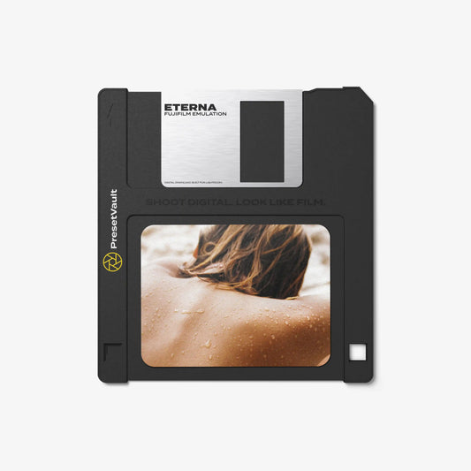 Fujifilm Eterna film emulation preset for Lightroom — product by PresetVault