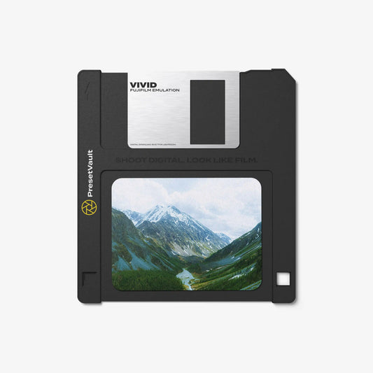 Fujifilm Vivid 8543 film emulation preset for Lightroom — product by PresetVault