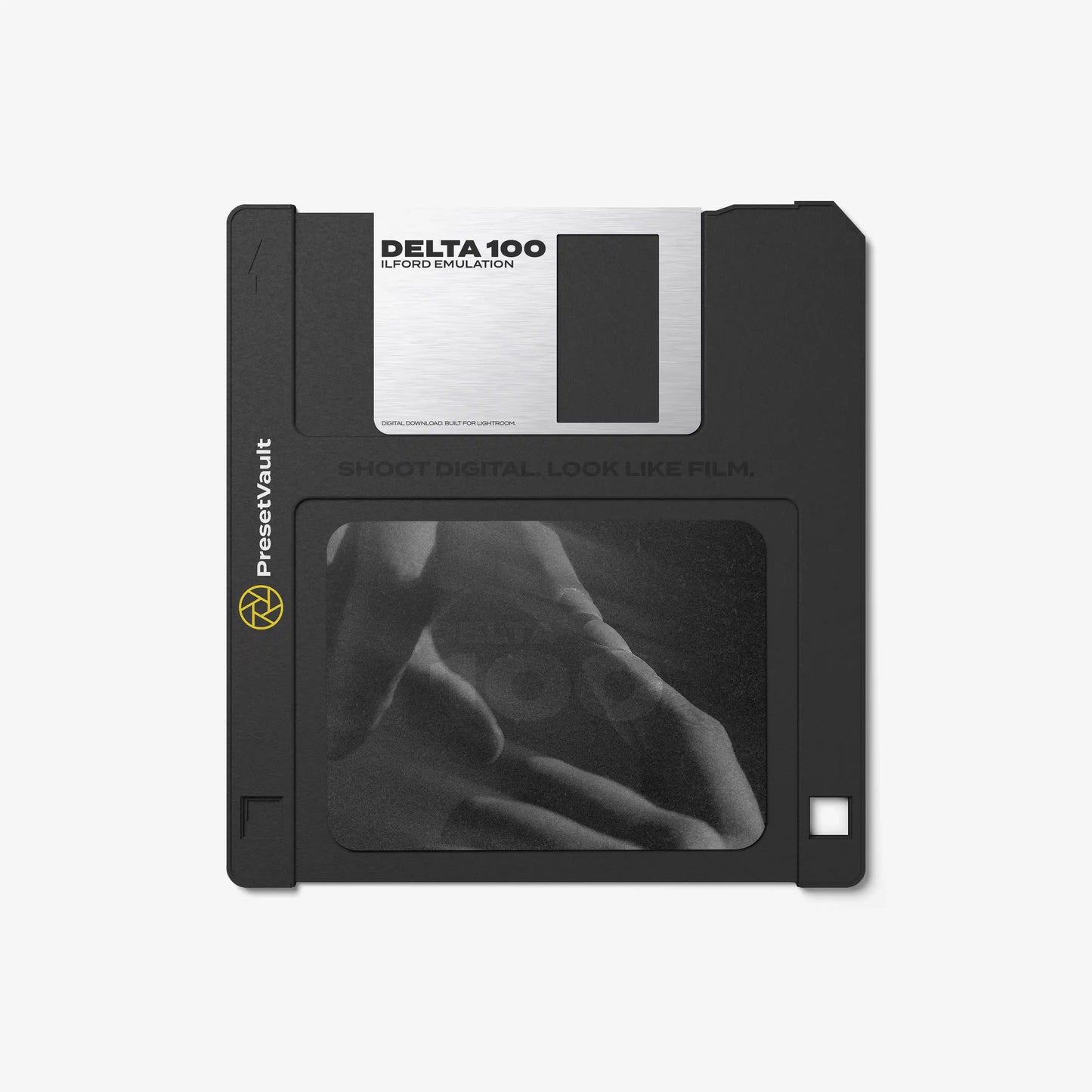 Ilford Delta 100 film emulation preset for Lightroom — product by PresetVault