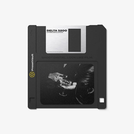 Ilford Delta 3200 film emulation preset for Lightroom — product by PresetVault