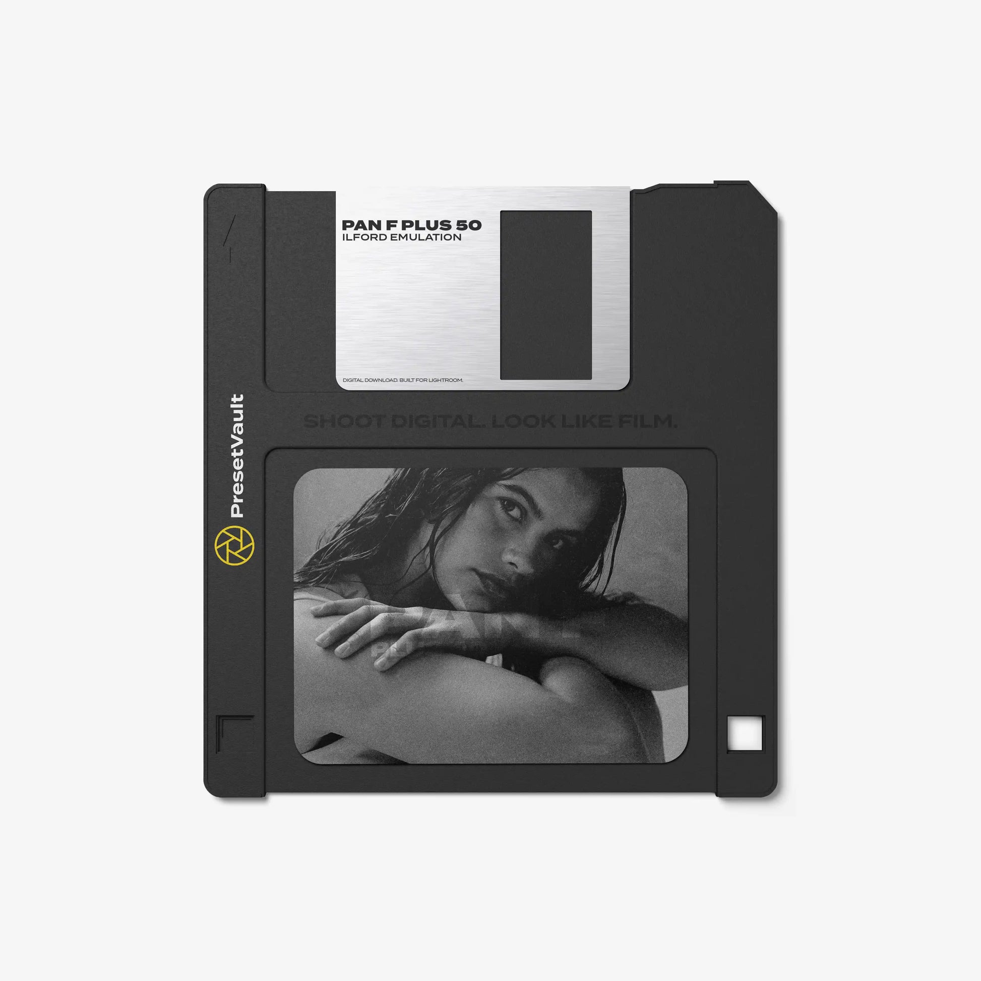 Ilford Pan F Plus 50 film emulation preset for Lightroom — product by PresetVault